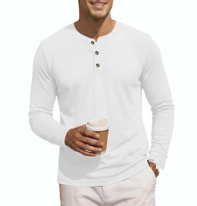 Camiseta de Moda para Hombre, Corte Largo, Estilo Urbano Moderno, Cuello Redondo, Tela de Algodón Suave, Manga Larga, Uso Diario Informal - Product Image 1