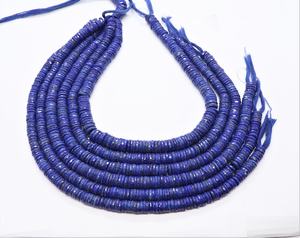 Cuentas facetadas de lapislázuli natural AAA en forma de disco, cuentas de piedras preciosas de lapislázuli natural en forma de neumático de 14 pulgadas para la fabricación de joyas - Product Image 4