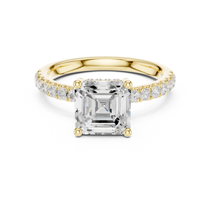 Precio bajo directo de fábrica para anillo certificado GRA elaborado con oro amarillo de 14k y diamante cultivado en laboratorio con corte Asscher al precio más bajo. - Product Image 1