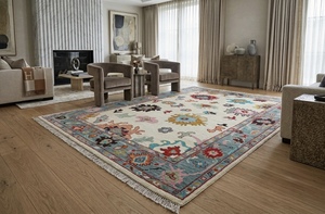 Alfombra Clásica de Lana Anudada a Mano, Estilo Kurdo, con Patrón Floral Bordado, Suave, Acolchada, Lavable, Ecológica, Antideslizante, Apta para Mascotas - Product Image 2