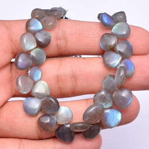 Perles de Labradorite AAA 8mm-12mm, forme cœur lisse, pierres précieuses semi-précieuses naturelles de haute qualité, pierre de lune feu, pour bijoux - Product Image 4