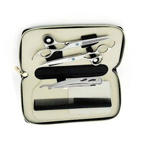 Juego de Tijeras de Barbería Profesionales para Diestros, Acero Inoxidable 4Cr13, Hoja Afilada y Biselada, 32 Dientes, Mango Mediano, Uso en Salón - Product Image 2