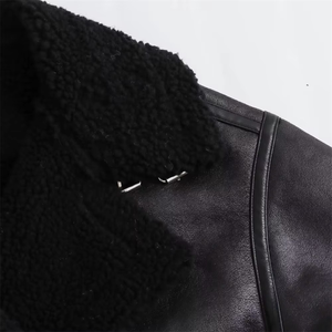 เสื้อแจ็คเก็ตแฟชั่นลำลองสำหรับผู้หญิง ดีไซน์ทันสมัยประจำฤดูใบไม้ร่วง-ฤดูหนาวปี 2026  คอปกขนสัตว์  ผ้าสองด้าน - Product Image 5