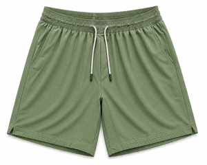 Shorts Bermuda décontractés pour hommes en tissu tricoté polyester bleu uni, écologiques, à taille élastiquée avec cordon de serrage, séchage rapide, taille mi-haute, vente en gros - Product Image 6