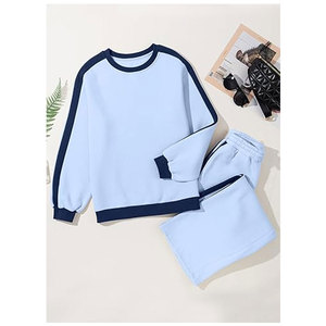 Conjunto Deportivo de 2 Piezas para Mujer, Estilo Color Block, Informal, de Felpa, para Descansar, Conjunto de Chándal a Juego, Ropa Deportiva Cálida y Cómoda, Estilo Urbano - Product Image 5