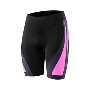 Shorts de cyclisme ajustés pour femmes, noir et rose, à blocs de couleur, séchage rapide, en Spandex et Nylon, longueur courte, vêtements de sport pour adultes - Product Image 1