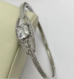 Classy Design Fancy American Diamond Silver Finish Bracelet for Women Girls AD Stones Zircon Royal <b>Charm</b> Bracelet For Women - Product Image 2