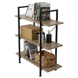Libreria Angolare Industriale a 3 Ripiani con Design Moderno, Scaffali in Legno Vintage e Metallo per Soggiorno o Hotel - Product Image 3