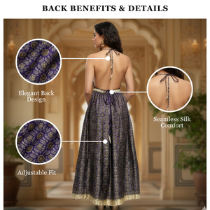 ชุดเดรสผ้าไหมฮาโบไท 100% สุดหรู - ชุดแม็กซี่งานแต่งงานและงานระดับไฮเอนด์ที่ตัดเย็บอย่างประณีตและหายาก - Product Image 4