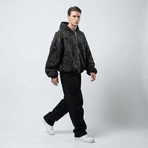 บริการ OEM คุณภาพสูง เสื้อฮู้ดดี้ผู้ชายสำหรับฤดูหนาว ระบายอากาศได้ดี ดีไซน์เท่ห์ ลุคสุดชิค ล้างสีแบบแอซิดวอช - Product Image 6