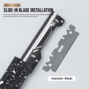 Professional Barber Shavette <b>Razor</b>, Stainless Steel <b>Straight</b> Edge <b>Razor</b>, Replaceable Blade Barber <b>Razor</b> for Hairline, - Product Image 4