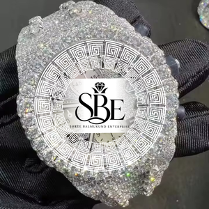 Montre de luxe pour homme de qualité supérieure, cadran blanc squelette simple en acier de 41 mm, sertie de diamants, mouvement à quartz ETA, verre saphir - Product Image 1