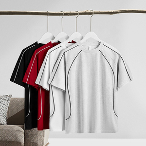 เสื้อยืดผู้ชายสั่งทำพิเศษ ผ้าฝ้าย 100% น้ำหนัก 240 กรัม แขนสั้น สไตล์ลำลอง ผ้าถัก มีลายทาง - Product Image 1