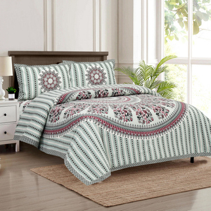 Ensemble de literie simple personnalisable Golcha, imprimé à la main, motif floral, 100% coton, 200TC, anti-acariens, toutes saisons, 3 pièces - Product Image 3