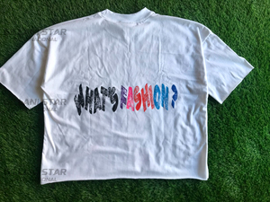 <b>White</b> Short Sleeve T-Shirt With Colorful Letter Print O-Neck Casual Style Loose Fit Crop Top Style - Product Image 2