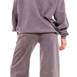Conjunto Deportivo de Felpa para Mujer, Talla Grande, Invierno, Color Sólido, 100% Algodón, Personalizable con Logotipo, Venta al Por Mayor, 2 Piezas, Sudadera - Product Image 5