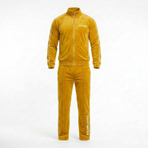 Ensemble de survêtement unisexe de luxe en velours jaune moutarde léger 2026 - Style vintage rétro 100 % polyester - Product Image 3