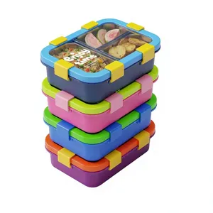 Boîte de rangement alimentaire multifonctionnelle, écologique, sans BPA, en acier inoxydable coloré, adaptée aux enfants, avec 3 compartiments, de qualité alimentaire, résistante au congélateur - Product Image 3