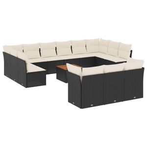 Black And Cream Garden <b>Sofa</b> <b>Set</b> With Cushions Outdoor Furniture UV Resistant PE Rattan Contemporary Design Waterproof - Product Image 2