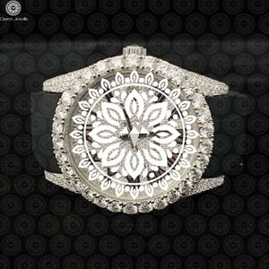 Reloj de Lujo para Mujer Charm Jewells, Caja Redonda de Acero Inoxidable de 38 mm, Bisel con Diamantes, Cierre de Mariposa, Cuarzo Analógico - Product Image 1