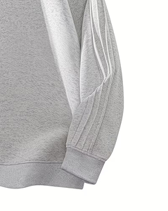 <b>Men's</b> Crew Neck Fleece Knitted <b>Pullover</b> Solid Color Casual Sweatshirt Oversized Fit Winter Wear Polyester Breathable Front Logo - Product Image 5