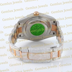 Diseño de lujo Iced Out Auto Date Dos tonos Esfera árabe Acero inoxidable D VVS Moissanite Diamond Reloj de hip hop para hombre - Product Image 6