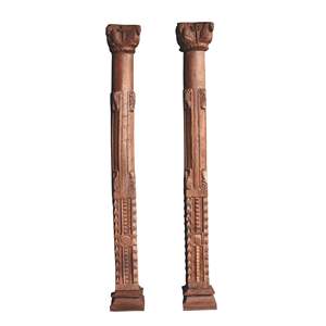 Columna Decorativa Tallada a Mano en Madera de Teca Sólida de Estilo Indio Vintage para Proyectos de Templos, Villas y Hoteles |   Mix Match 1 Contenedor - Product Image 2