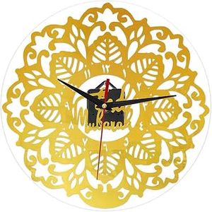 Horloge murale Eid Mubarak, design bohème rond, horloge analogique silencieuse à quartz pour la décoration du salon - Product Image 2