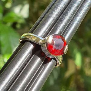 Handmade Round Garnet <b>Ring</b> 925 Sterling Silver Band Natural Red Gemstone Jewelry Elegant Gift For Women - Product Image 1