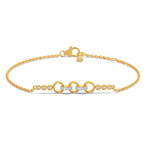 Bracelet Triple Orbit Bar Diamond avec chaîne en or jaune et design à accent rond symétrique - Product Image 2