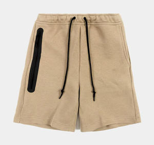 Short de jogging décontracté bleu pour homme grande taille, respirant, 100 % coton tricoté, taille mi-haute, avec cordon de serrage, poche zippée, couleur unie, sport - Product Image 2