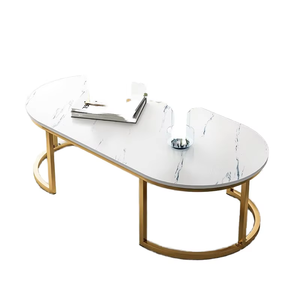 Modern Elegant White <b>Marble</b> Top Coffee <b>Table</b> Stand Durable Metal Brass Square Rod Stylish Living Room Home Furniture - Product Image 2