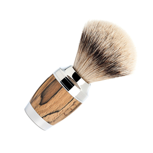 Pinceau à raser Badger Silvertip avec manche en bois, poils de haute qualité, certifié CE, pour le rasage humide, soin de la barbe en salon, accents chromés - Product Image 1