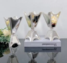 Brûleur d'encens sur piédestal en argent Crown Tulip MK571 – Vente en gros - Product Image 3