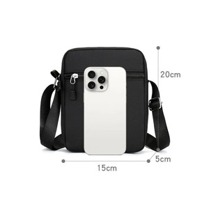 Men Women <b>Mini</b> Oxford Shoulder <b>Bag</b> <b>Black</b> Cordura Fabric Mobile Phone Waist Pack Lightweight Crossbody Adjustable Strap Polyester - Product Image 4