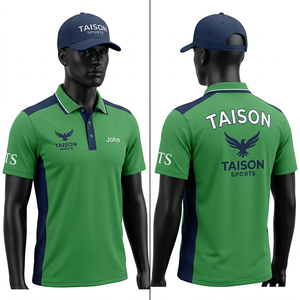 Polo de golf pour homme, jersey premium 180 GSM, tissu piqué polyester respirant, panneaux latéraux vert et blanc, broderie personnalisée, transfert thermique - Product Image 3