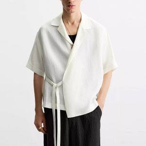 Chemises en lin légères pour hommes, sur mesure, à manches courtes, boutonnées - Product Image 3