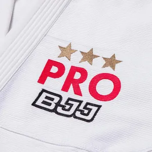 Kimono de Jiu Jitsu Shoyorol Fighter Gi de Color Blanco con Logotipo Personalizado, Uniforme de Jiu Jitsu Brasileño de Primera Calidad, 100% Algodón - Product Image 4
