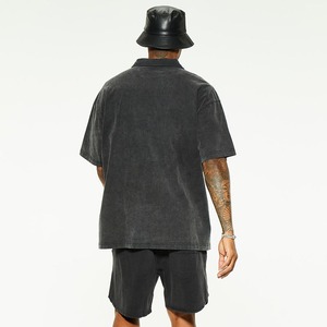 Ensemble T-shirt et short deux pièces pour homme, couleur unie, 100% coton, tenue streetwear écologique tendance - Product Image 5