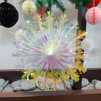 Éventail en forme de flocon de neige irisé Rainbow Shine 43 cm, décorations pour fêtes, utilisation intérieure/extérieure, Noël, Saint-Valentin, fête des mères, remise de diplôme