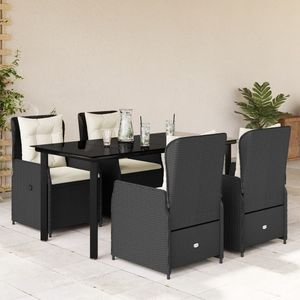 Set da Pranzo da Giardino in Rattan Nero per 4 Persone, Resistente alle Intemperie, Arredamento da Esterno in Stile Contemporaneo - Product Image 1