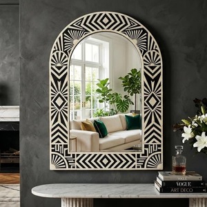 Art Deco <b>Arch</b> Wall Mirror With Geometric Pattern Handmade MDF <b>Frame</b> Decorative Home Accent Mirror Customized Good Quality - Product Image 6