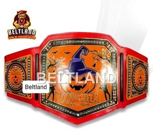 Ceinture de champion Halloween Citrouille Beltland en alliage de zinc, taille haute, en cuir PU, unisexe, design personnalisé, équipement d'arts martiaux - Product Image 1