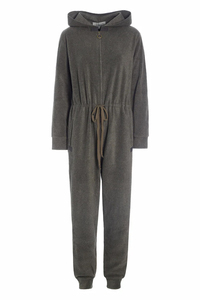 Pijama Enterizo con Capucha para Mujer, Manga Larga, Color Sólido, Tejido de Punto, 100% Algodón, Cierre de Cremallera, Ropa de Dormir - Product Image 6