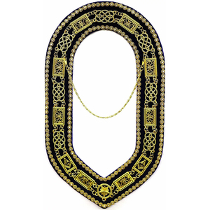 High Quality Custom Made Golden Chain <b>Collar</b> Masonic Grand Lodge Rhinestone with Purple Velvet Backing Quality <b>Metal</b> Crafts - Product Image 1