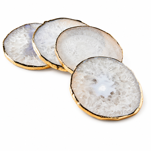 Handmade White <b>Agate</b> Crystal Stone <b>Coasters</b> Aashim <b>Agate</b> Natural Irregular Shape Various Styles Feng Shui Cross Fairy Mascot - Product Image 1