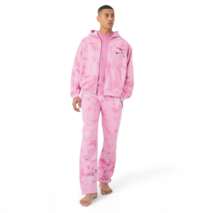 Pink <b>Tie</b> <b>Dye</b> Hooded Tracksuit <b>Set</b> Full Length Zipper Front Casual Sweatpants with Side Pockets Breathable Polyester Spring Wear - Product Image 1