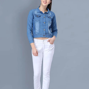Best Edition Women Oversized denim jackets Long Sleeves <b>Embroidered</b> Flower design <b>Jeans</b> for Women - Product Image 6