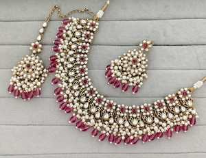 Indian Traditional Antique Gold Plated Kundan Choker Necklace <b>Set</b> Pastel MIX Gemstone Bead Bridal Jewelry <b>Set</b> with Earring - Product Image 1
