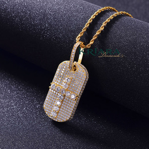 Pendentif en argent 925 plaqué or avec croix en cristal de diamant de laboratoire, style hip-hop, unisexe, pour tous les jours - Product Image 6